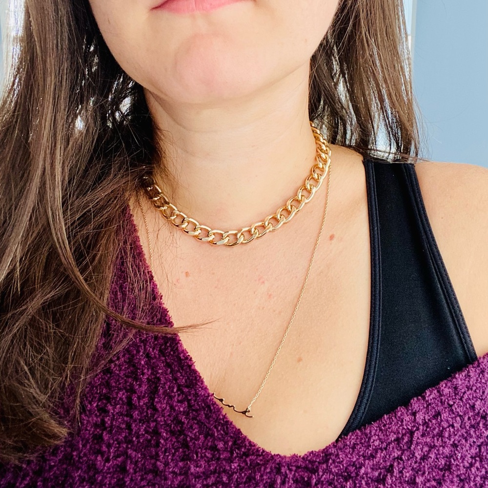Gold chain link necklace